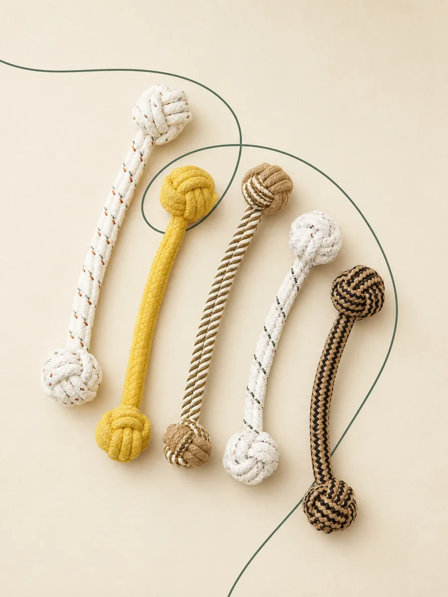 PawViso braided cotton dog tug shown in full against a neutral background